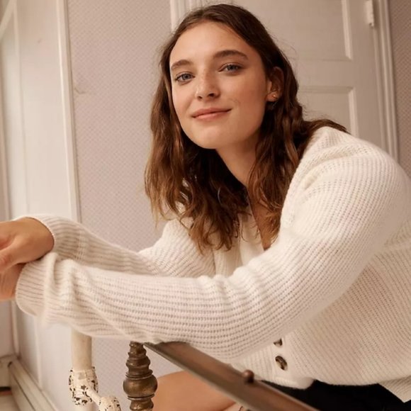 Madewell Sweaters - Madewell 'Lyle' Cream Ribbed Henley Sweater | XXS